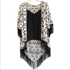 Cover up black and white tassels